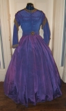 Here is the skirt with the 1869 bodice, copied from a Charles Fredrick Worth dress. The bodice waistline is slightly higher than the natural waist, as was common in the late 1860's.