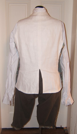 1780s Olive Suit - Waistcoat Back