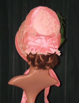 1840's Pink Silk Bonnet Back