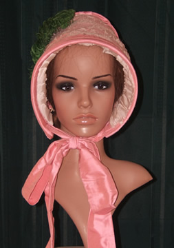 1840's Pink Silk Bonnet Front