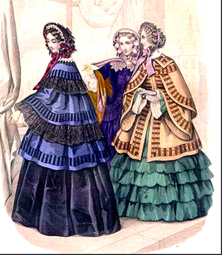 Period Engraving of 1850's Bonnets
