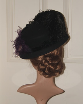1880's Black Felt Hat Back