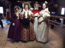 Second from left, with fellow members of Pittsburgh Historical Costume Society, Christmas at the Village (Old Economy) 2015.